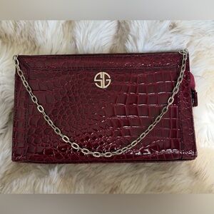 Elegant Burgundy Croc-Embossed Chain Bag (chain removable)